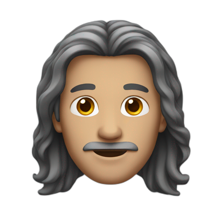 man with long hair without moustache emoji