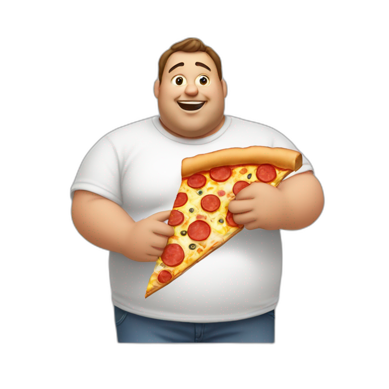 fat guy eating slice of pizza emoji
