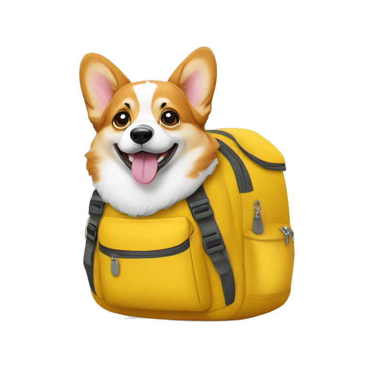 corgi inside yellow backpack emoji