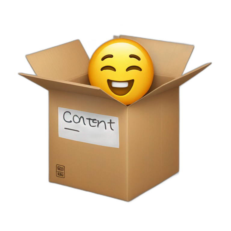 A package open box with the word content written on it emoji