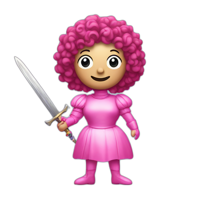 Oprah is mr blobby with a sword emoji