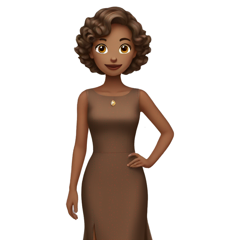 elegant girl in brown dress emoji