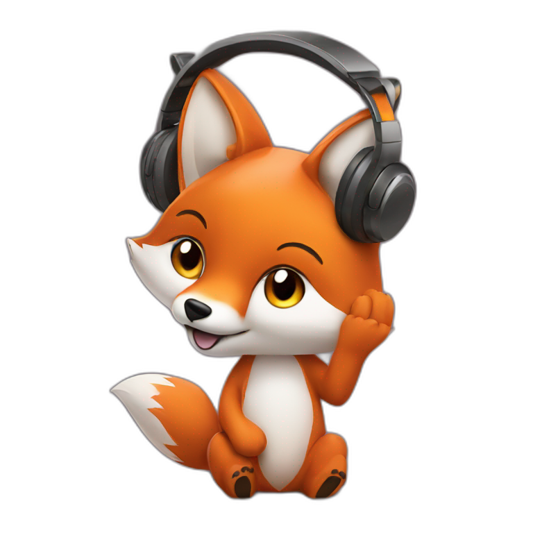 fox listening to music on headphones emoji