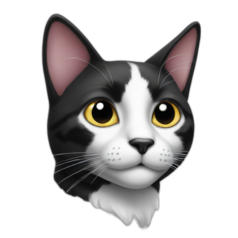 Black and white Cat with black spot emoji