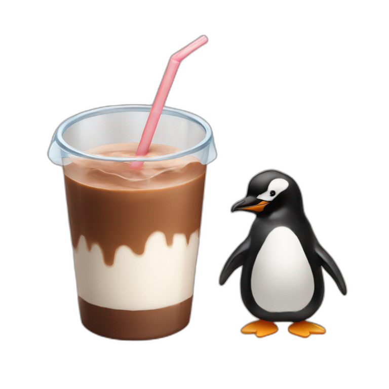 penguin drinking chocolate milk emoji