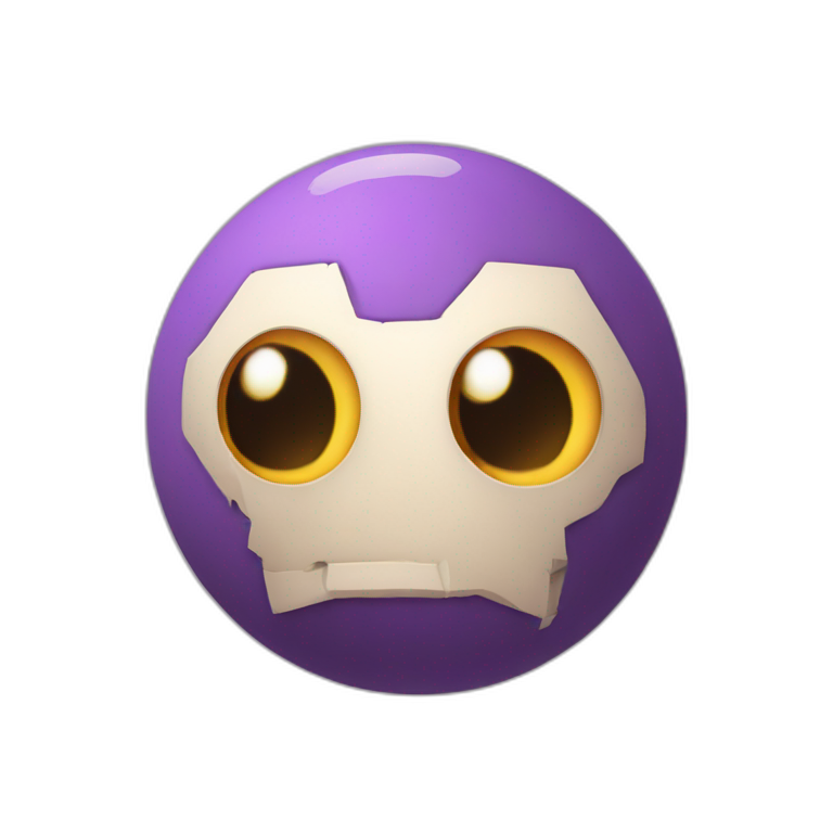 3d sphere with a cartoon Shulker skin texture with big beautiful eyes emoji