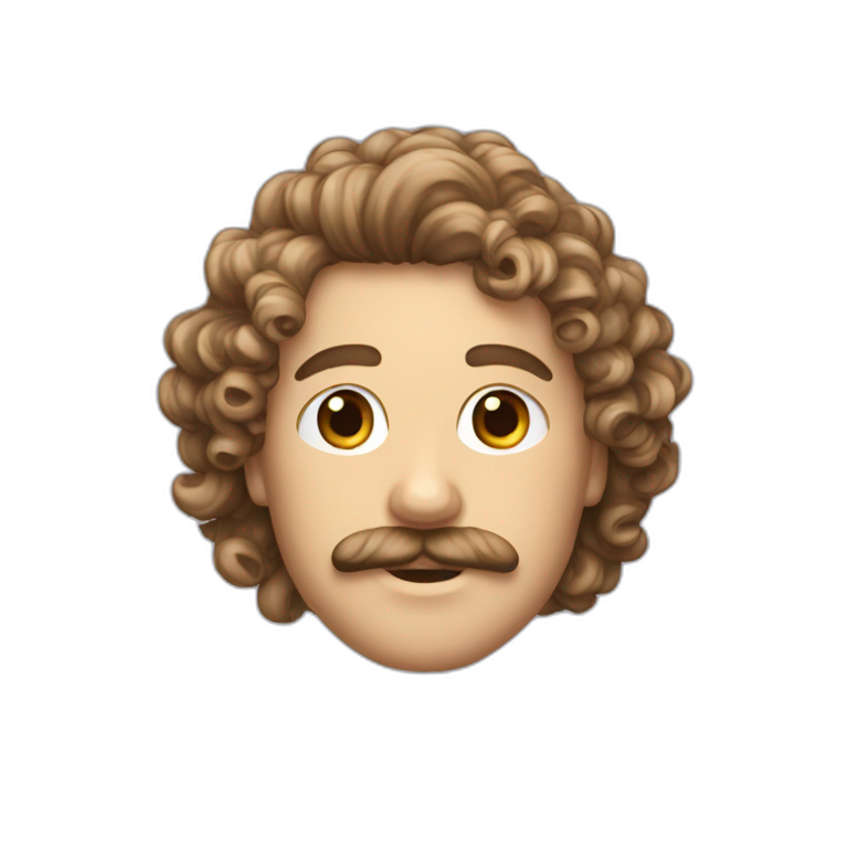 jonathan noble young long curly hair with mustache emoji