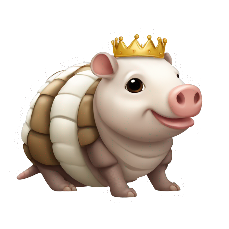  Brown and white piebald chubby round armadillo pig panda centipede armadillo wearing a crown emoji
