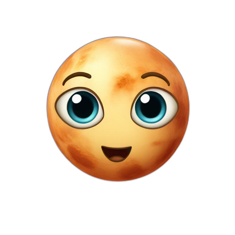 planet Venus with a cartoon gamy face with big playful eyes emoji