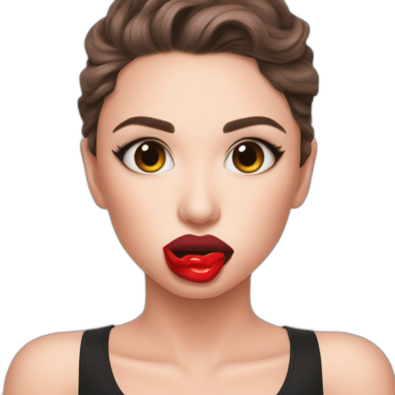 lip bite cap rose between lips emoji
