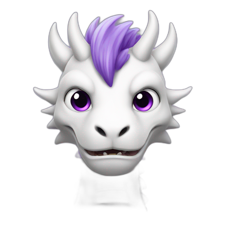 white dragon with purple hair emoji
