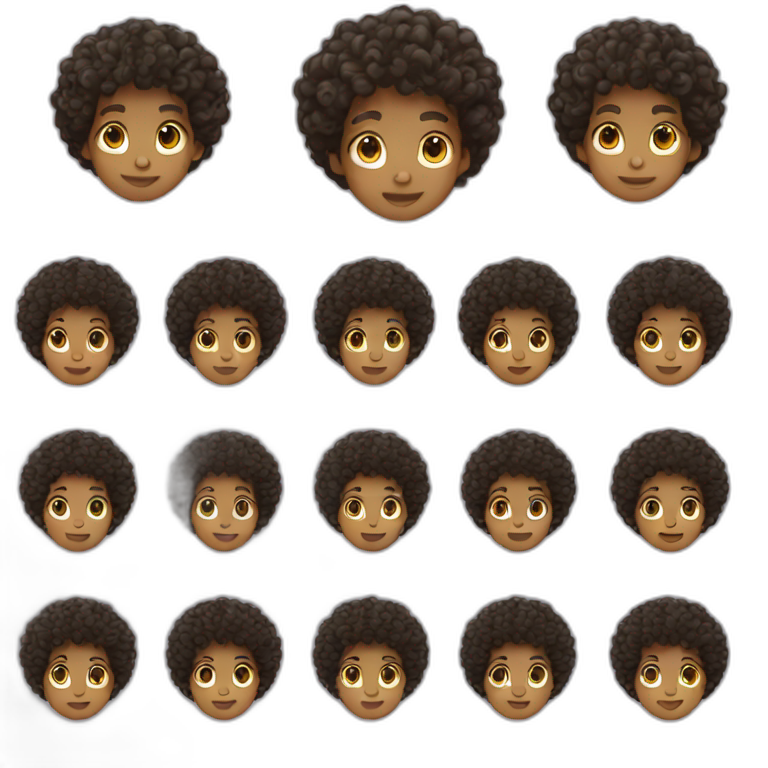 black curly hair brown boy light brown  emoji