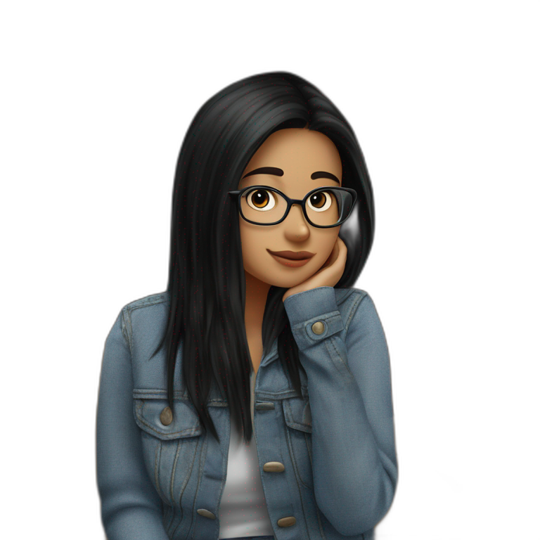 casual girl with denim jacket emoji