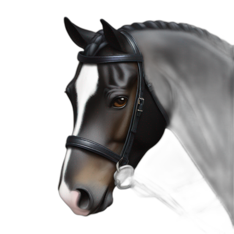 Cheval noir de dressage emoji AI Emoji Generator