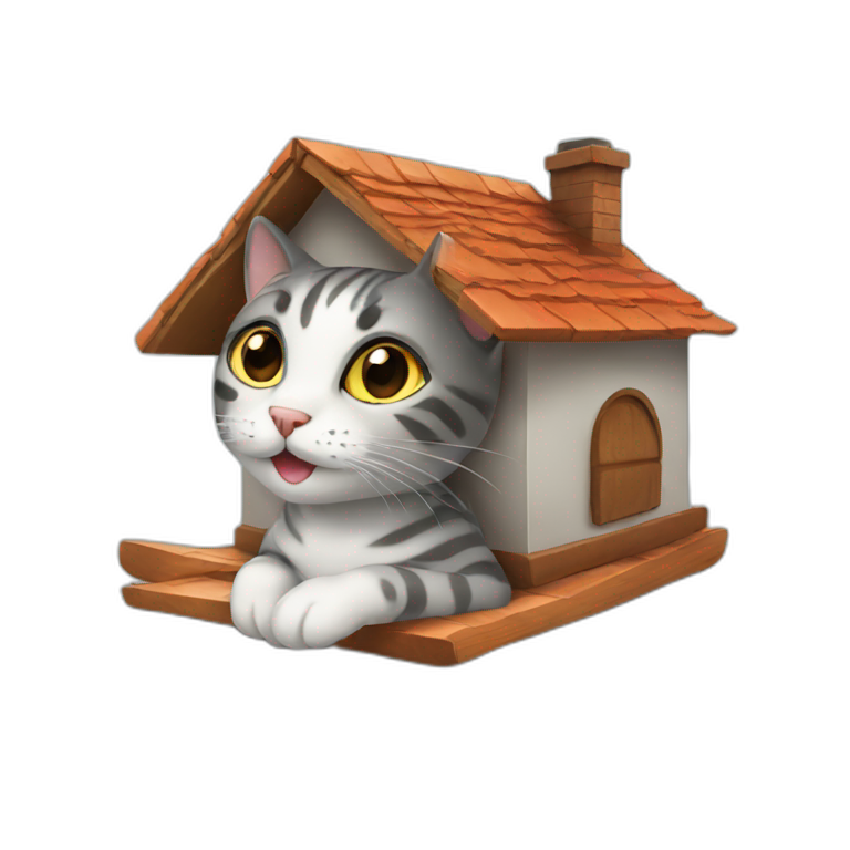 Cat on house emoji