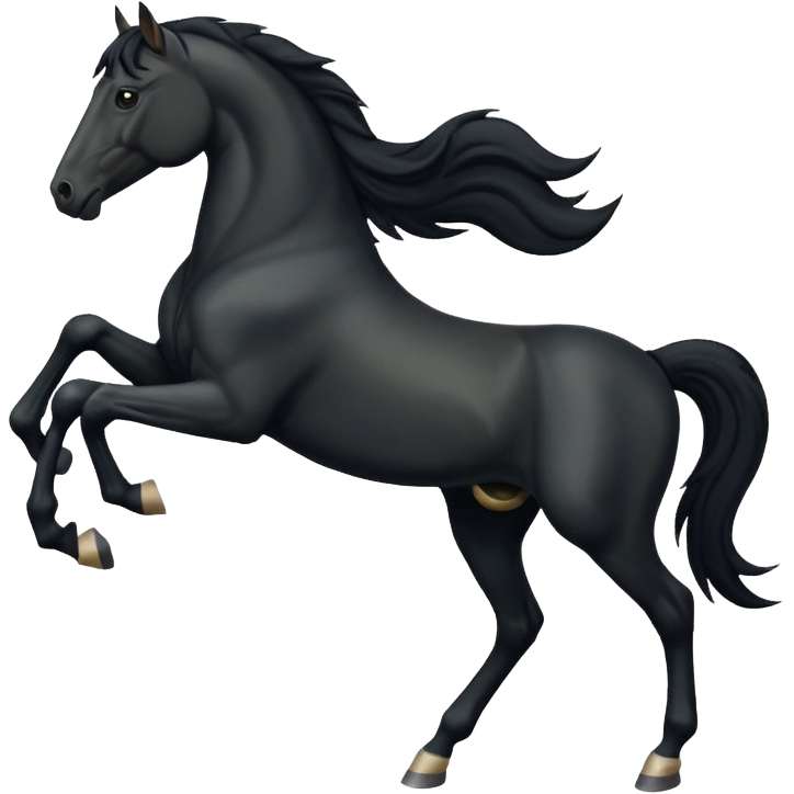 Black full horse two legs up emojis Sticker