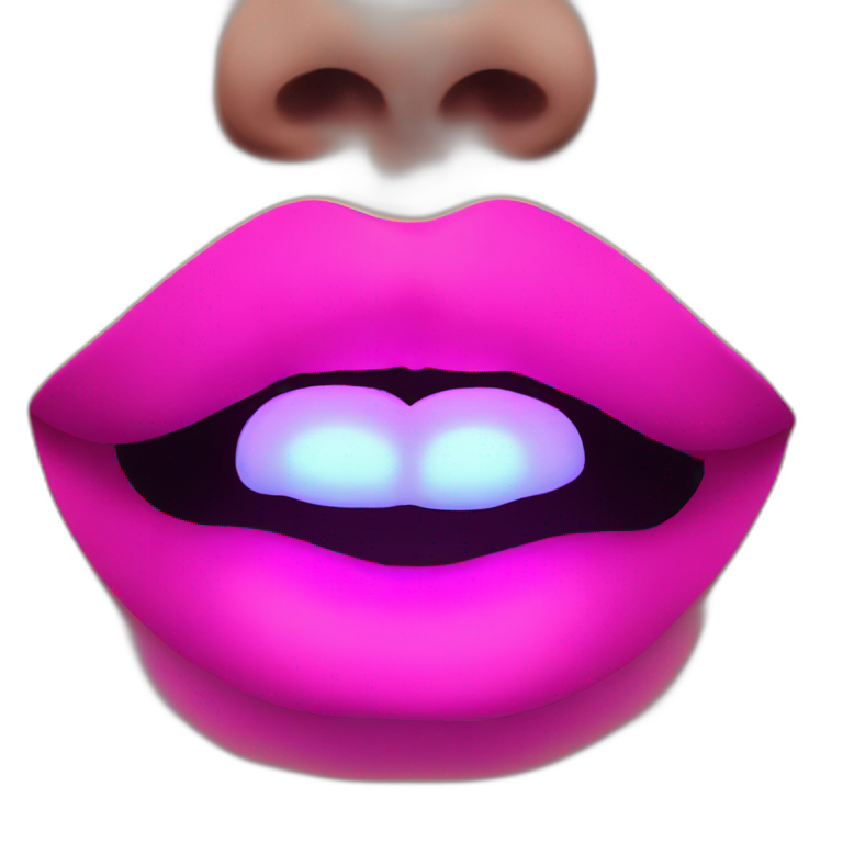 neon light lips emoji