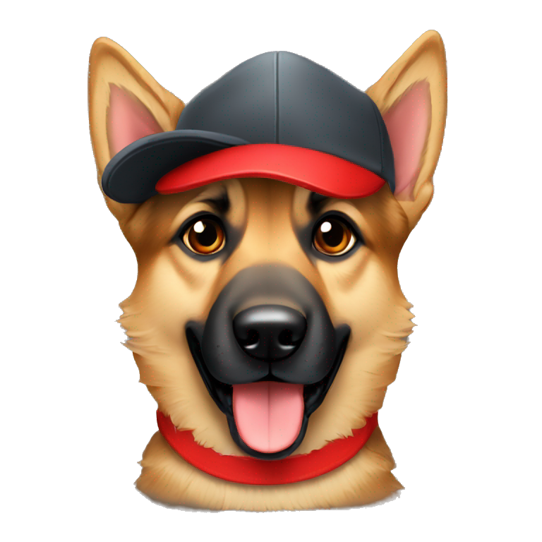 German Shepard with red cap emoji