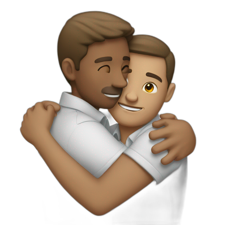 two white guys hugging emoji