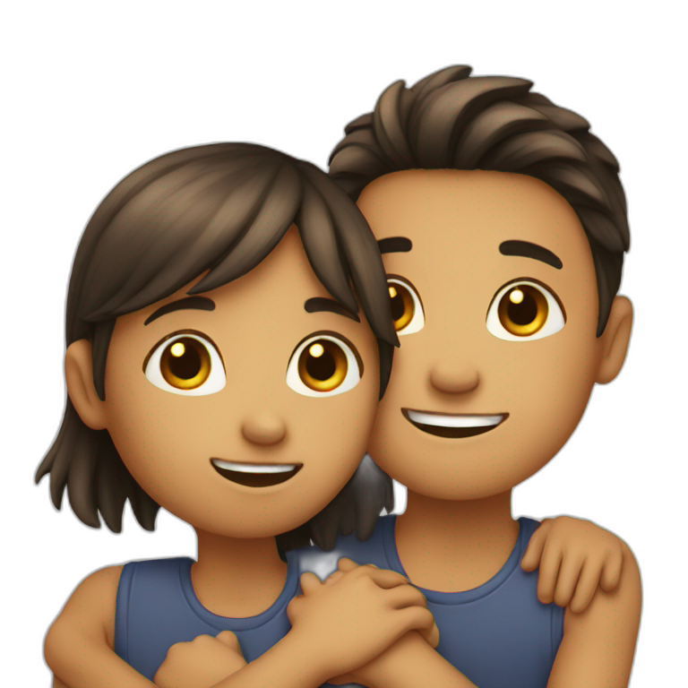 Boy and girl hugging  emoji