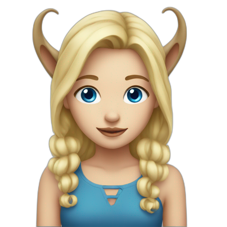 Blonde girl with blue eyes and horns emoji