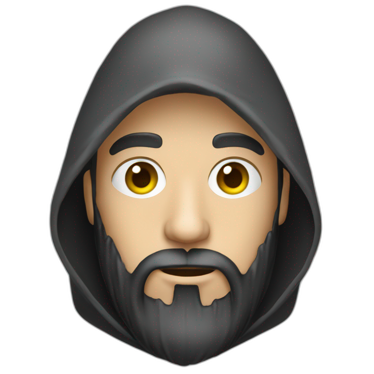 Hacker with computer hood and beard emoji