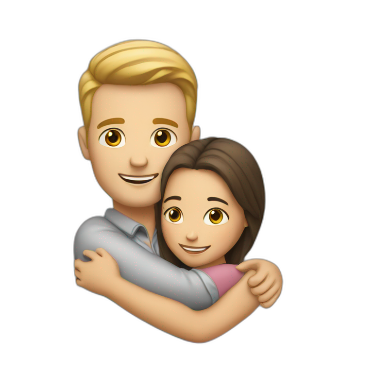 a white man and a girl hugging emoji