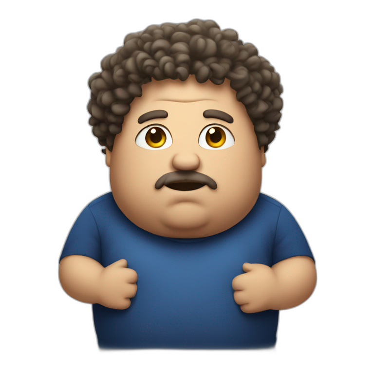Fat man with big curly hair emoji