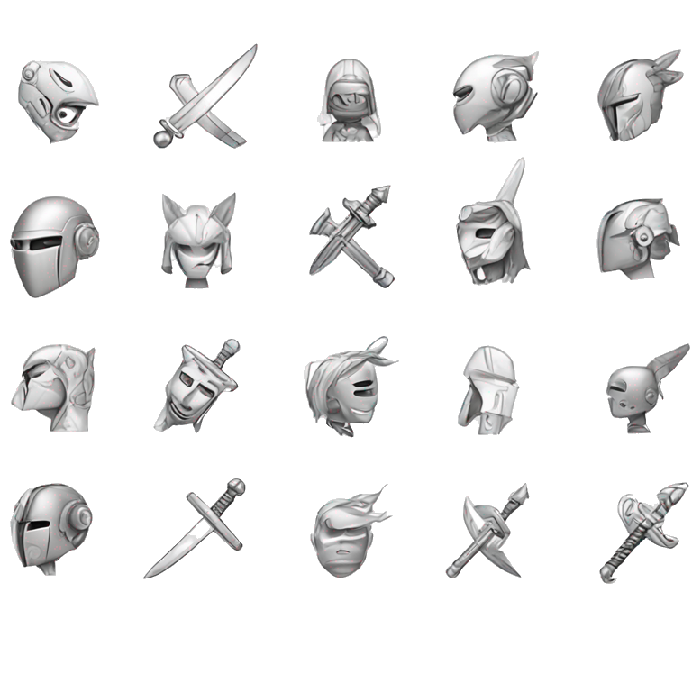 robot sword in grayscale emoji