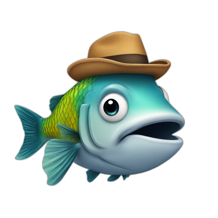 A fish with a hat emoji