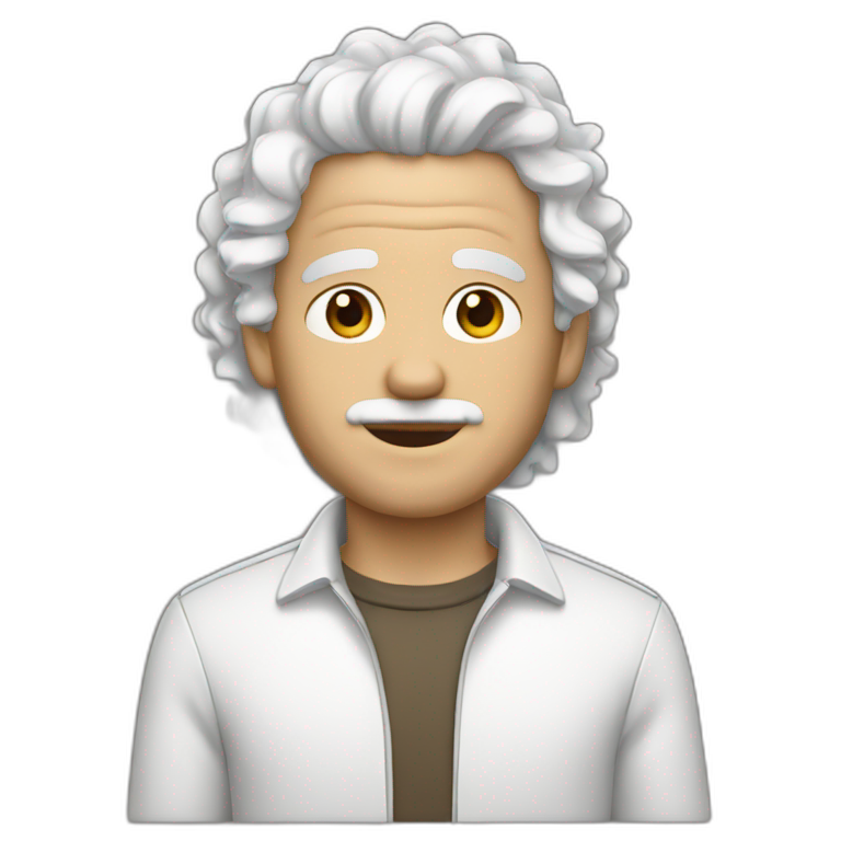 Man white curly hair emoji