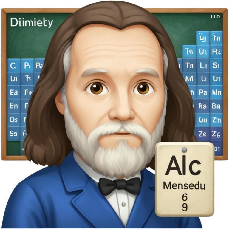 Dmitri Mendeleev with periodic table of elements Sticker