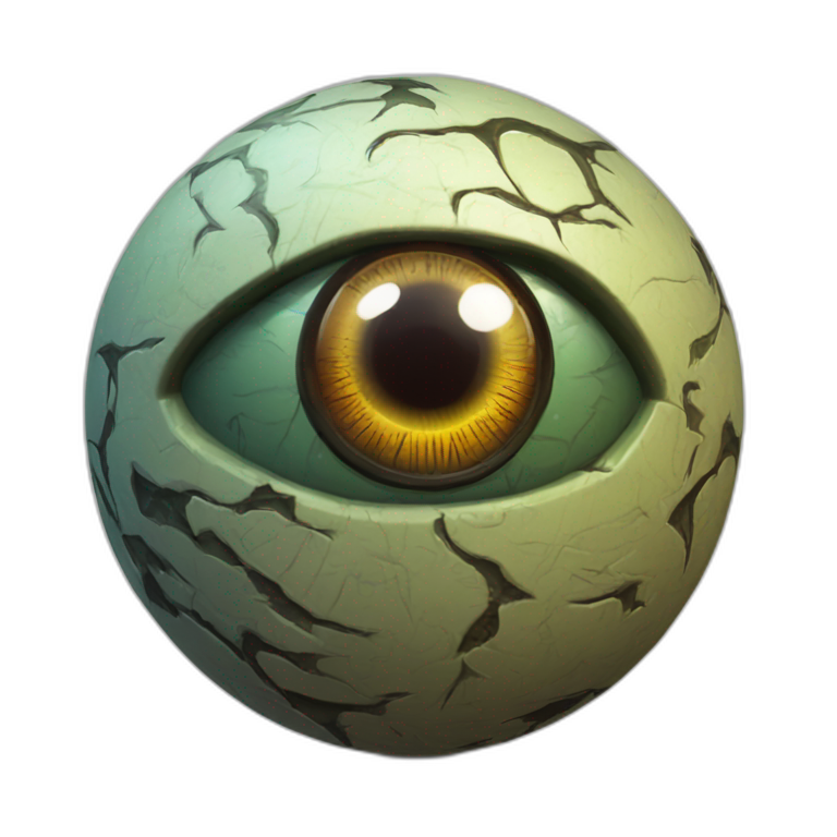 3d sphere with a cartoon Zombie skin texture with Eye of Horus emoji
