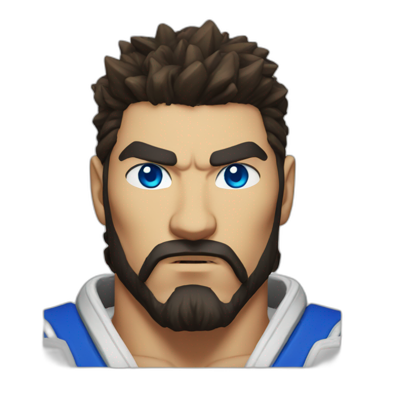 Street fighter Ryu with blue eyes and beard emoji