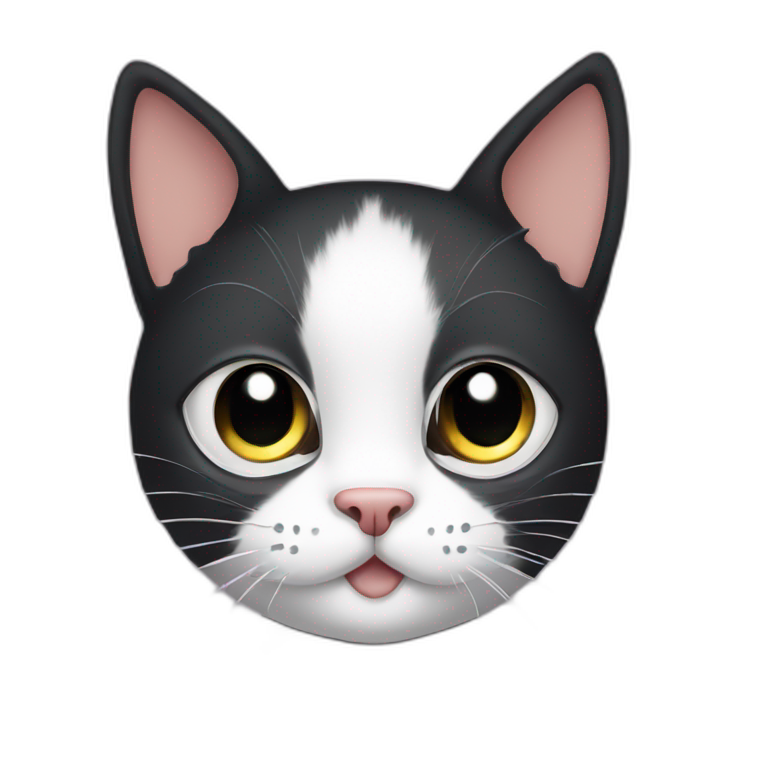 Black Cat with a white spot on nose emoji