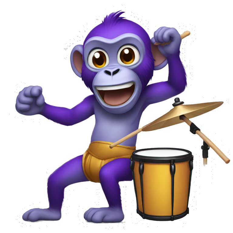 purple monkey beating drums emoji