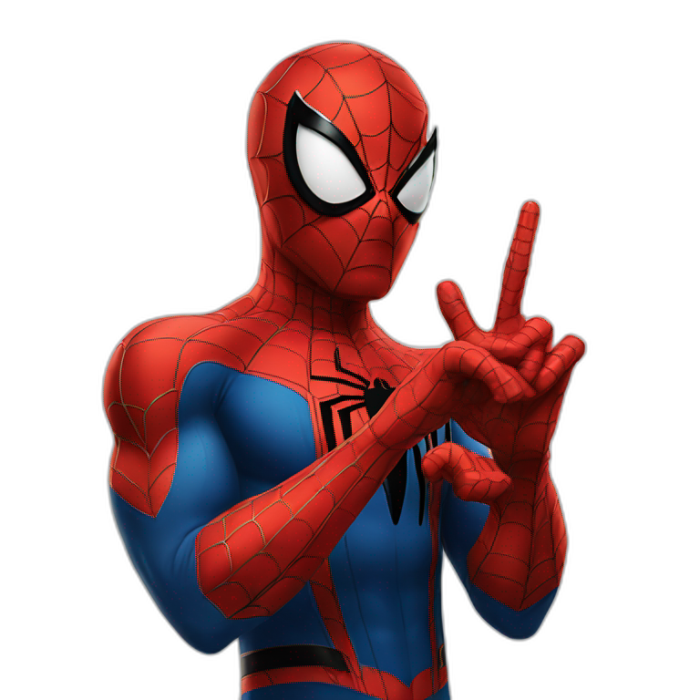 Spider man showing finger emoji