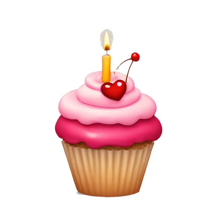 Cupcake, heart cherry, birthday candle emoji