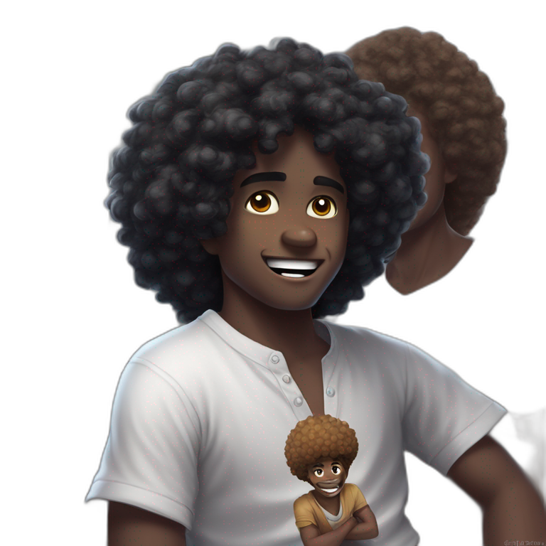 confident afro boy smiling emoji