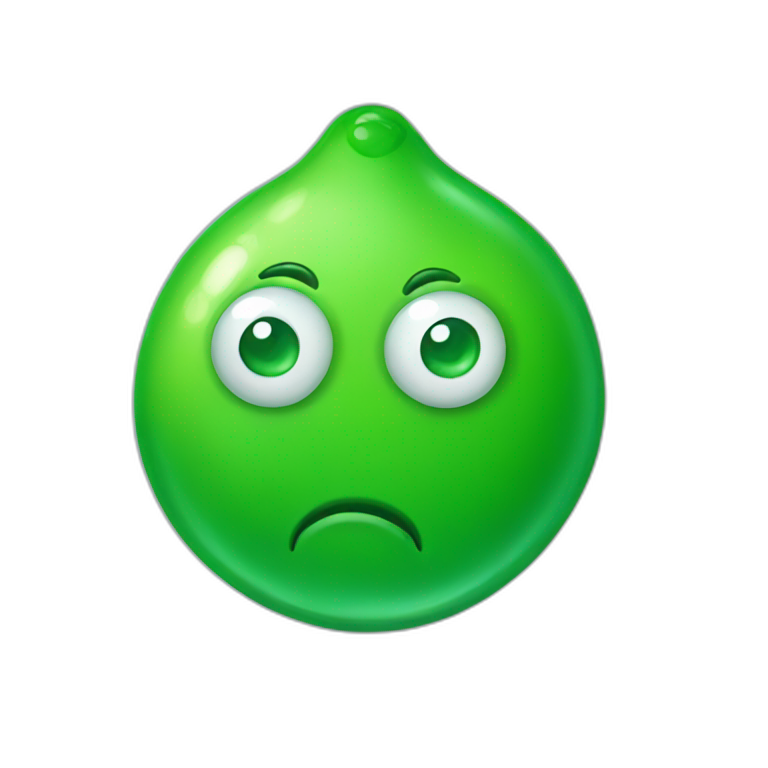 Green gumdrop with eyes  emoji