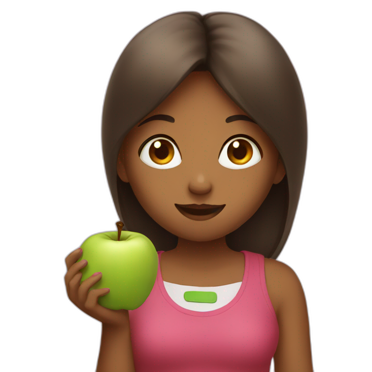 girl eating an apple emoji