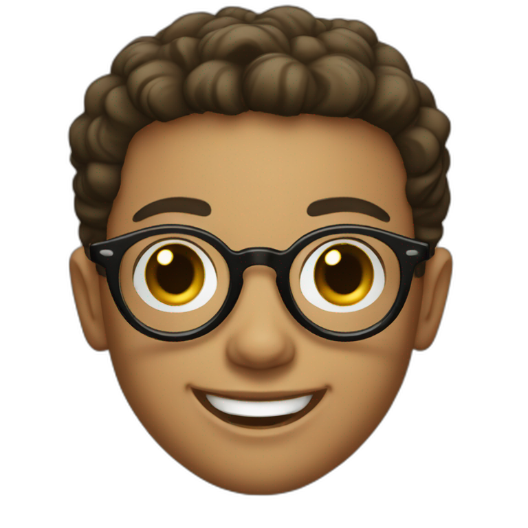 A light skin boy wearing small-size black-rimmed round glasses smiling emoji