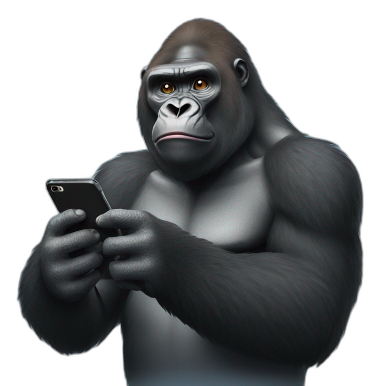 Gorilla holding an iPhone emoji