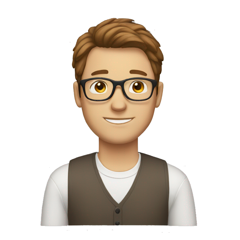 white Guy with brown hair with glasses emoji