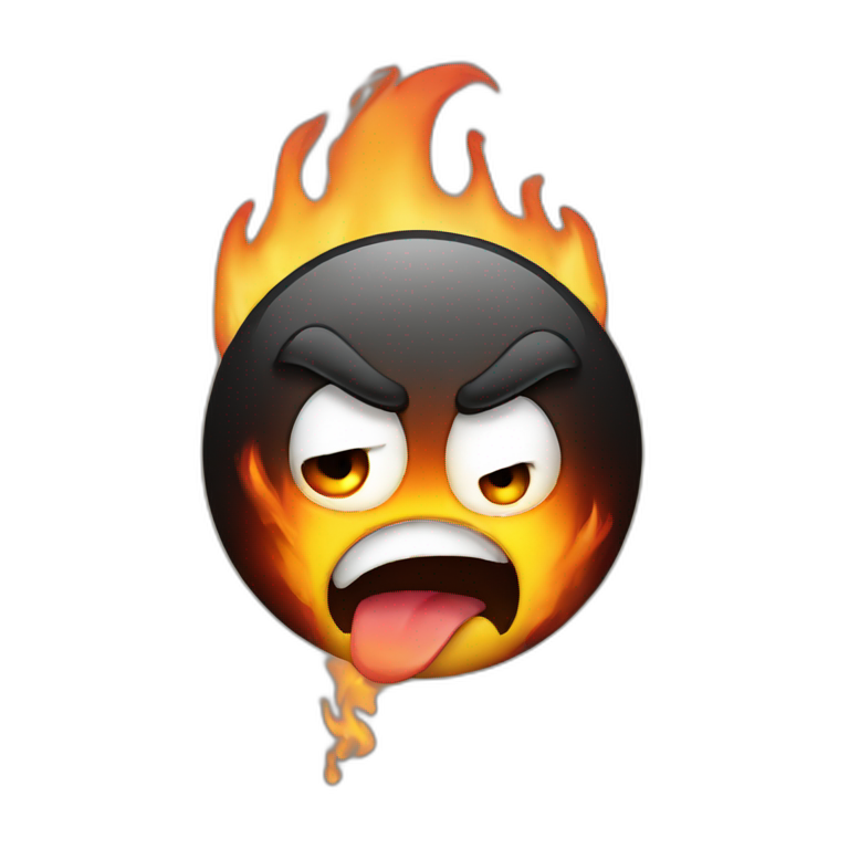 Angry emoji spitting fire emoji