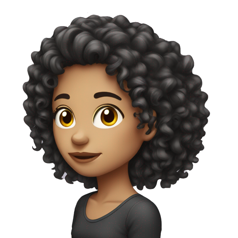 Dark curly long hair beautifull girl emoji