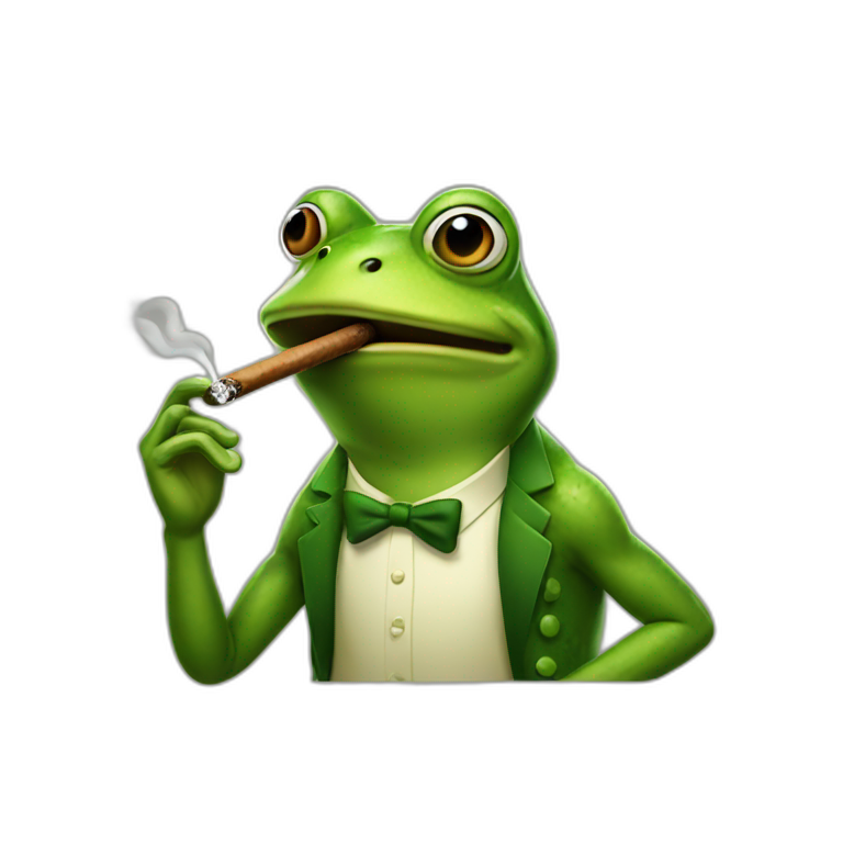 Frog smoking cigar emoji