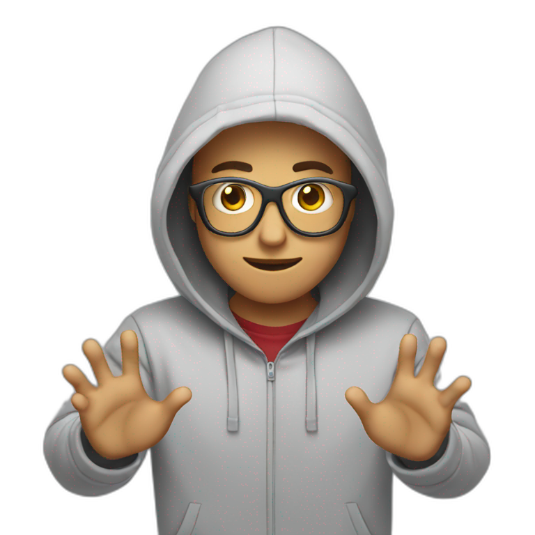 emoji  programmer with 6 hands in hoodie emoji