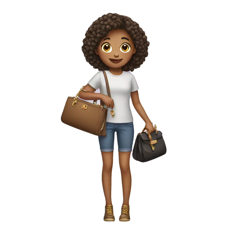 girl with purse in her hand pays emoji