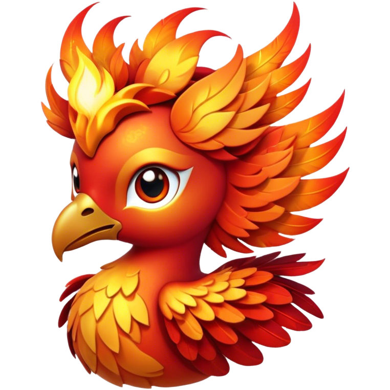 Cinematic Cute Mystical Fire Phoenix Portrait Emoji, Head tilted ...
